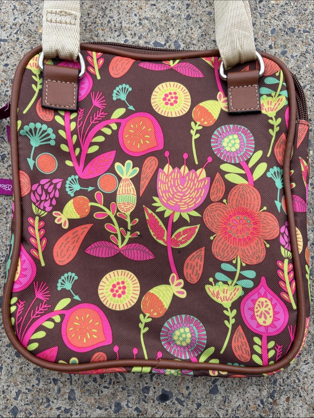 Lily Bloom Brown Floral Crossbody with Pink and Orange Accents - Picture 4 of 11